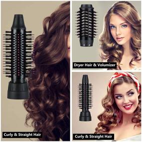 img 3 attached to 🌹 3-in-1 Rose Black Hot Air Brush with Interchangeable Heads - Volumizing Hair Dryer Brush, Ceramic Negative Ion Styler & Curling Dryer Brush