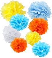 🌸 colorful set of 8 tissue pom poms flower party decorations for weddings, birthdays, and baby showers: wyzworks spring bloom assortment logo