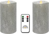 🕯️ shiny silver flameless candles gift set: 2 pack (d 3" x h 6") with flickering 3d flame effect, timer, and remote control - battery operated led pillar candles for a real wax ambiance логотип