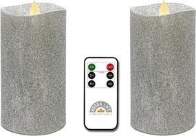 img 1 attached to 🕯️ Shiny Silver Flameless Candles Gift Set: 2 Pack (D 3" x H 6") with Flickering 3D Flame Effect, Timer, and Remote Control - Battery Operated LED Pillar Candles for a Real Wax Ambiance