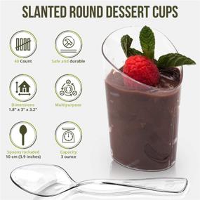 img 3 attached to 🍨 Open Cut Slanted Round Dessert Cups - 3 oz - 40 Count - Spoons Included - Clear Plastic - Appetizer & Tasting Mini Cups - Disposable or Reusable