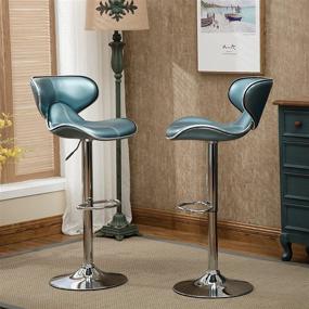 img 2 attached to 🪑 Stylish and Comfortable Blue Swivel Barstool Set by Roundhill Furniture