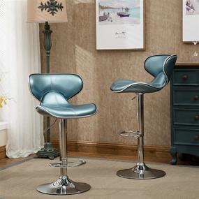 img 1 attached to 🪑 Stylish and Comfortable Blue Swivel Barstool Set by Roundhill Furniture