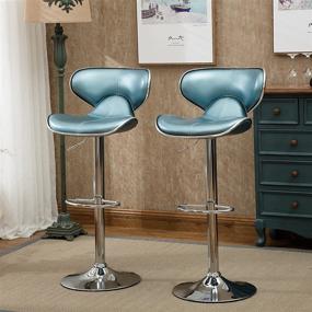 img 3 attached to 🪑 Stylish and Comfortable Blue Swivel Barstool Set by Roundhill Furniture