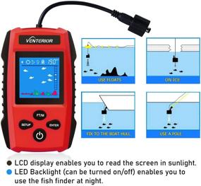 img 3 attached to 🎣 Venterior Портативный эхолот: Сонарный трансдьюсер, ЖК-дисплей, водонепроницаемая сумка - красный