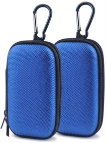 img 4 attached to 🎧 Hootek 2Pack Durable MP3 Player Case with Carabiner Clip – Blue Portable Clamshell Headphones Cover for MP3 Players, USB Cable, Earphones, Memory Cards, U Disk, Lens Filter, Keys, Coins