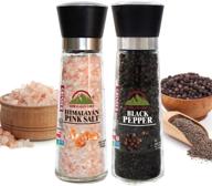 🧂 himalayan chef large himalayan pink salt & black pepper grinder set, pack of 2 logo