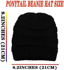 img 1 attached to 🧣 Winter Warm HHNLB Women's Beanie: Stylish Ponytail Hat with Crisscrossed Bun Hole, Soft & Stretchy Cotton Knit Skull Cap