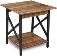 🌳 greenforest 24 inch industrial design end table with storage shelf - easy assembly, rustic walnut - perfect for living room logo