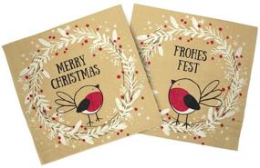 img 2 attached to 🎄 Christmas Napkins Paper Cute: Festive Wreath & Bird Print, Brown Recycled Napkins for Decorative Disposable Holiday Dinner, Lunch, Buffet Brunch - Rustic Xmas Party Decor