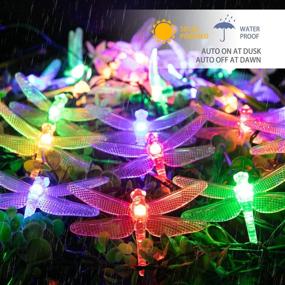 img 3 attached to 🐉 Dragonfly Solar String Lights Outdoor - 20.8 Feet, 30 LED, Waterproof, Solar Powered Fairy Lights, 8 Modes Decorative Lights for Patio, Garden, Yard, Fence, Wedding, Christmas Party - Multicolor