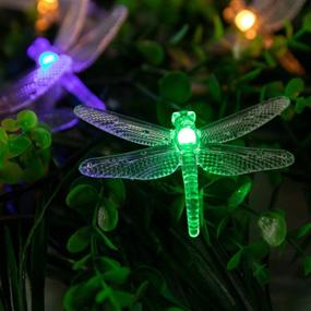 img 2 attached to 🐉 Dragonfly Solar String Lights Outdoor - 20.8 Feet, 30 LED, Waterproof, Solar Powered Fairy Lights, 8 Modes Decorative Lights for Patio, Garden, Yard, Fence, Wedding, Christmas Party - Multicolor