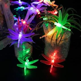 img 1 attached to 🐉 Dragonfly Solar String Lights Outdoor - 20.8 Feet, 30 LED, Waterproof, Solar Powered Fairy Lights, 8 Modes Decorative Lights for Patio, Garden, Yard, Fence, Wedding, Christmas Party - Multicolor