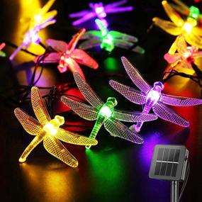 img 4 attached to 🐉 Dragonfly Solar String Lights Outdoor - 20.8 Feet, 30 LED, Waterproof, Solar Powered Fairy Lights, 8 Modes Decorative Lights for Patio, Garden, Yard, Fence, Wedding, Christmas Party - Multicolor