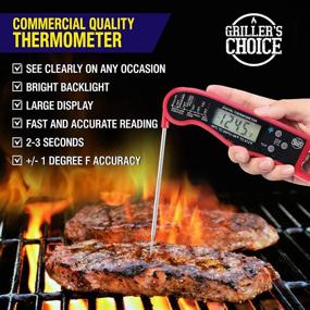 img 3 attached to 🔥 Grillers Choice - Commercial Grade Folding Probe Thermometer with Backlight, Magnet, and Precise Instant Read. Perfect for BBQ, Grilling, Candy, Meat, and Frying