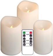 🕯️ premium dromance outdoor flameless flickering candles - waterproof, heat resistant, and remote controlled led pillar candles with timer, set of 3 (white, 3"d x 4", 5", 6"h) логотип