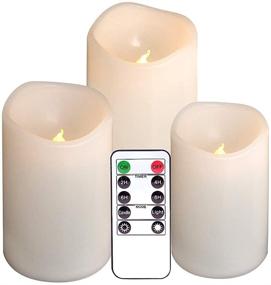 img 4 attached to 🕯️ Premium DRomance Outdoor Flameless Flickering Candles - Waterproof, Heat Resistant, and Remote Controlled LED Pillar Candles with Timer, Set of 3 (White, 3"D x 4", 5", 6"H)