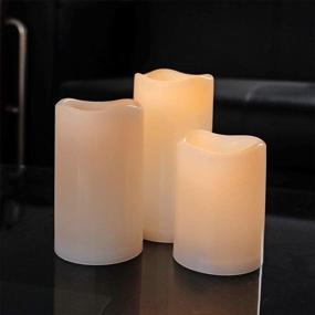 img 2 attached to 🕯️ Premium DRomance Outdoor Flameless Flickering Candles - Waterproof, Heat Resistant, and Remote Controlled LED Pillar Candles with Timer, Set of 3 (White, 3"D x 4", 5", 6"H)