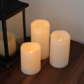 img 3 attached to 🕯️ Premium DRomance Outdoor Flameless Flickering Candles - Waterproof, Heat Resistant, and Remote Controlled LED Pillar Candles with Timer, Set of 3 (White, 3"D x 4", 5", 6"H)