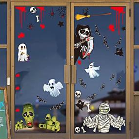 img 1 attached to 👻 Spooktacular SCOTEEP Halloween Window Clings: 13 Sheets, 165 pcs Double-Sided Decals for Haunting Halloween Decorations