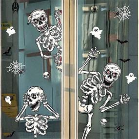 img 4 attached to 👻 Spooktacular SCOTEEP Halloween Window Clings: 13 Sheets, 165 pcs Double-Sided Decals for Haunting Halloween Decorations