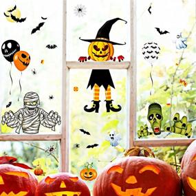 img 2 attached to 👻 Spooktacular SCOTEEP Halloween Window Clings: 13 Sheets, 165 pcs Double-Sided Decals for Haunting Halloween Decorations
