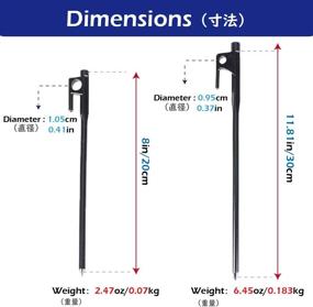 img 3 attached to 🏕️ Azarxis Heavy-Duty Tent Stakes Pegs - Forged Steel Metal Cast Wrought Iron - 12 Inches & 8 Inches - Ideal for Camping Tents in Rocky Places, Snowfields, Grasslands, and Mountains - Suitable for Hard Ground - Includes Hook Carry Bag