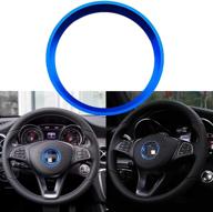 xotic tech steering wheel center logo ring cover trim compatible with mercedes b c e cla gla glc glk class (blue) 2 logo