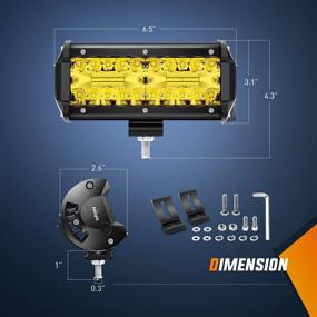 img 3 attached to 🔦 Нилайт 18032C-B Амбер LED Светодиодный Рабочий Световой Брус, 6.5 дюймов 120W Спот и Флуд Комбо, Тройная Линия Для Внедорожников, Грузовых Автомобилей, Квадроциклов ATV, Внедорожников SUV, Кабинок Джипов и Лодок, Водонепроницаемость, 2шт., 2 года гарантии.