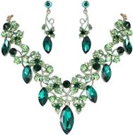 💎 brilove women's crystal floral vine leaf statement necklace and dangle earrings set: a stunning costume fashion accessory logo