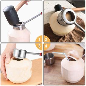 img 2 attached to 🥥 YiePhiot Young Coconut Opener Tools with Hammer, Easy & Safe to Open, Food Grade Stainless Steel Coconut Opener Set, Rubber Mallet with Handle - Improved SEO