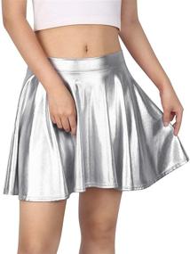 img 4 attached to HDE Womens Liquid Metallic Pleated