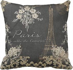 img 4 attached to Emvency Black Vintage Paris City of Love Eiffel Tower Chalkboard Tan Antique Throw Pillow Cover - Elegant Home Decor Square Case 18 x 18 Inch Pillowcase