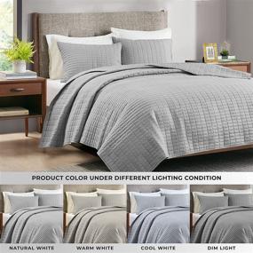 img 3 attached to Lightweight Quilt Set in Gray Stitch Pattern, Washable Comforter for Light Summer, Full/Queen Coverlet 90x90, 3 Piece Set (1 Quilt + 2 Shams)