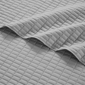 img 1 attached to Lightweight Quilt Set in Gray Stitch Pattern, Washable Comforter for Light Summer, Full/Queen Coverlet 90x90, 3 Piece Set (1 Quilt + 2 Shams)