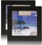 🖼️ klikel set of 2 5x5 black wooden photo frames - real wood with glass photo protection - wall hanging and table standing display - 5 x 5 black picture frame логотип