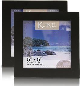 img 2 attached to 🖼️ Klikel Set of 2 5x5 Black Wooden Photo Frames - Real Wood with Glass Photo Protection - Wall Hanging and Table Standing Display - 5 X 5 Black Picture Frame