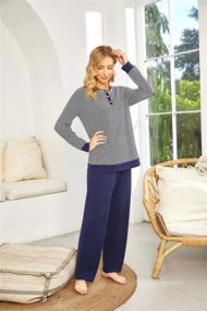 img 3 attached to Ekouaer Womens Striped Sleepwear Loungewear