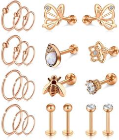 img 4 attached to 💎 Versatile Stainless Steel Tragus Earring Studs: 16G Lip Ring, Labret Stud, Helix, Eyebrow, Septum, Nose Rings, and Hoop - High-Quality Anicina Cartilage Piercing Jewelry