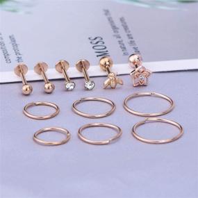 img 2 attached to 💎 Versatile Stainless Steel Tragus Earring Studs: 16G Lip Ring, Labret Stud, Helix, Eyebrow, Septum, Nose Rings, and Hoop - High-Quality Anicina Cartilage Piercing Jewelry