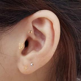 img 3 attached to 💎 Versatile Stainless Steel Tragus Earring Studs: 16G Lip Ring, Labret Stud, Helix, Eyebrow, Septum, Nose Rings, and Hoop - High-Quality Anicina Cartilage Piercing Jewelry