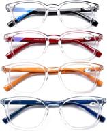 👓 blue light blocking reading glasses for women men, anti glare filter uv ray filter clear frame eyeglasses with spring hinge, 2.5 inch logo