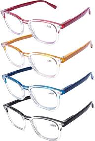 img 1 attached to 👓 Blue Light Blocking Reading Glasses for Women Men, Anti Glare Filter UV Ray Filter Clear Frame Eyeglasses with Spring Hinge, 2.5 Inch