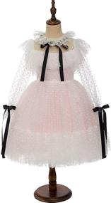 img 3 attached to 🌸 Charming Polka-dot Tulle Flower Girl Dress: Pink Long Sleeves, Ribbons, Perfect for Weddings & Parties