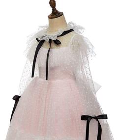 img 2 attached to 🌸 Charming Polka-dot Tulle Flower Girl Dress: Pink Long Sleeves, Ribbons, Perfect for Weddings & Parties