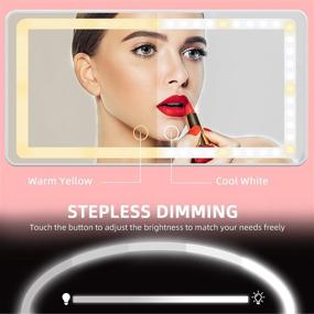 img 2 attached to 💄 White Rectangular USB Rechargeable Travel Makeup Mirror with LED Lights, 3 Lighting Modes, Dimming Touch Sensor, and Built-in Lithium Battery