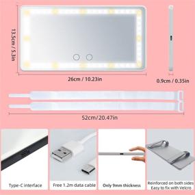 img 1 attached to 💄 White Rectangular USB Rechargeable Travel Makeup Mirror with LED Lights, 3 Lighting Modes, Dimming Touch Sensor, and Built-in Lithium Battery