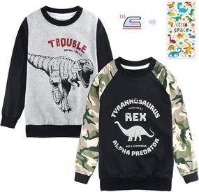 img 3 attached to 🦖 Durable ZukoCert Boys Sweatshirt: Comfy Cotton Dinosaur Pullover for Winter, Long Sleeve - Ages 3-10T