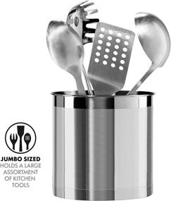 img 2 attached to 🍴 Stainless Steel Jumbo Utensil Crock, Oggi Steel Holder - 7 inch