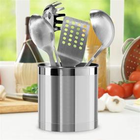 img 1 attached to 🍴 Stainless Steel Jumbo Utensil Crock, Oggi Steel Holder - 7 inch